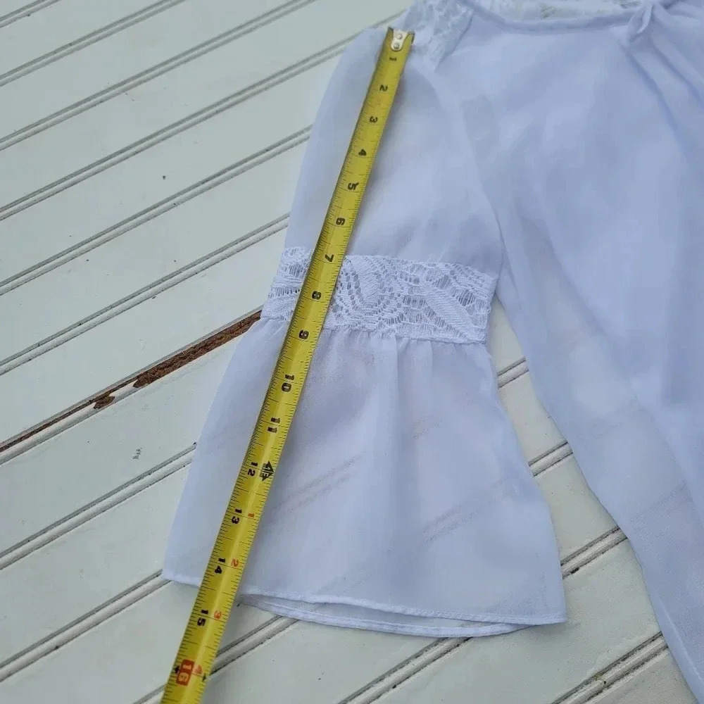 Amy Byer Girls Lace Accent Formal Top Blouse White M (10/12) - Picture 5 of 8